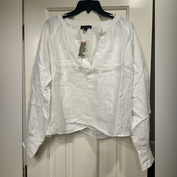 NWT J Crew Cabana Top Linen Shirt Breathable Date Vacation  CI542 White Small - Picture 4 of 11